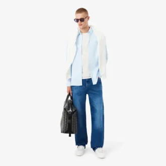 Chemise boutonnée à rayures stretch coupe slim pour homme