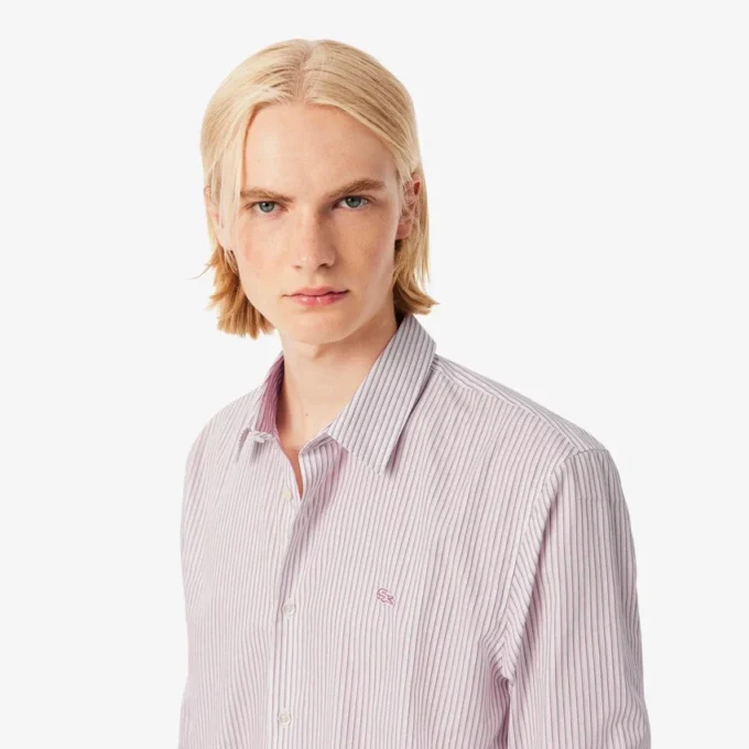 Chemise à boutons rayée coupe classique pour homme