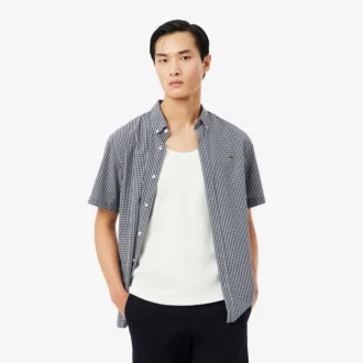 Chemise à carreaux à manches courtes, coupe classique