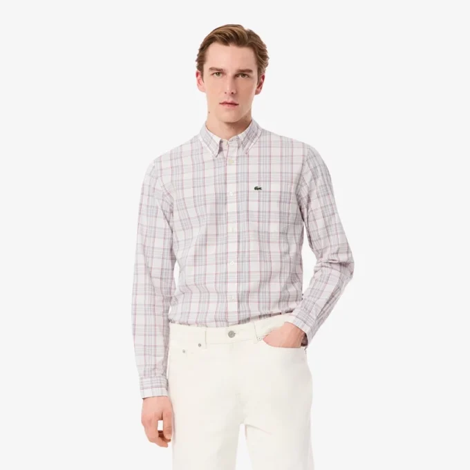 Chemise à carreaux stretch coupe slim pour homme