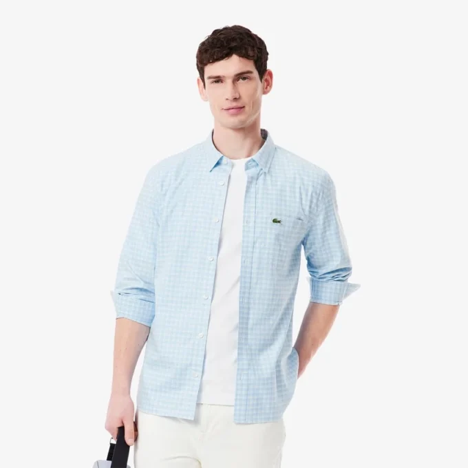 Chemise à carreaux stretch pour homme, coupe classique