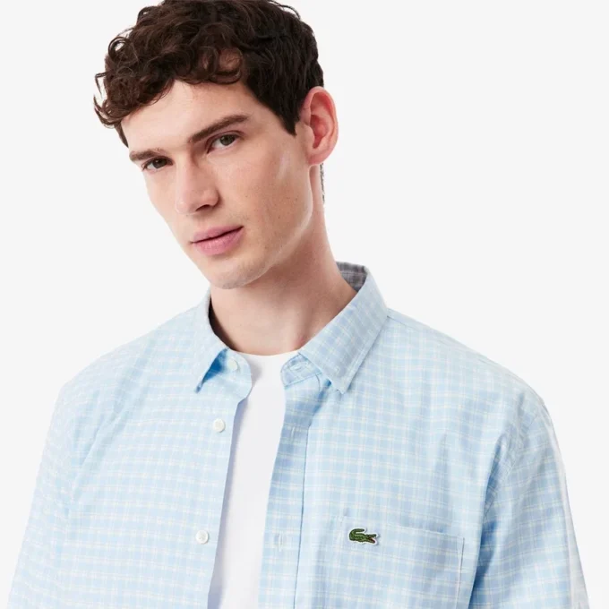 Chemise à carreaux stretch pour homme, coupe classique