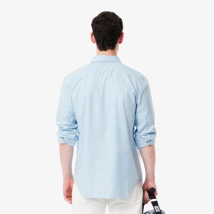 Chemise à carreaux stretch pour homme, coupe classique