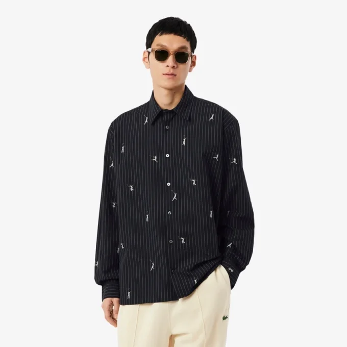 Chemise en coton brodée à la coupe décontractée Chemise en coton brodée à la coupe décontractée