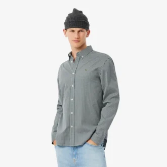 Chemise en coton à carreaux pour homme, coupe classique