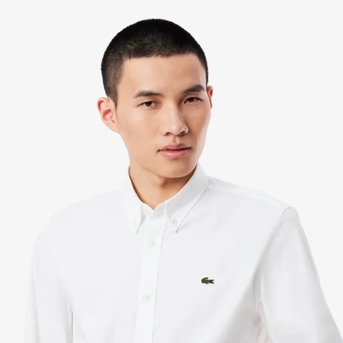 Chemise en coton coupe slim pour homme