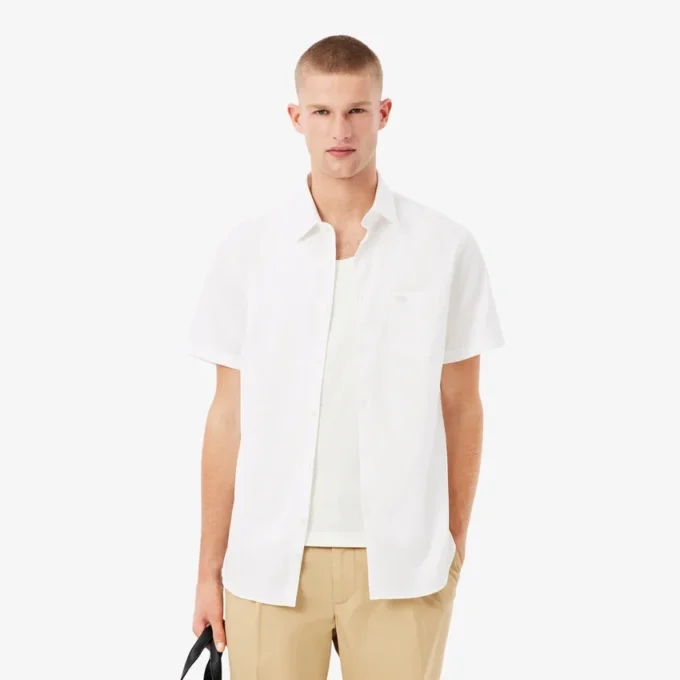 Chemise en coton à manches courtes pour homme, coupe classique