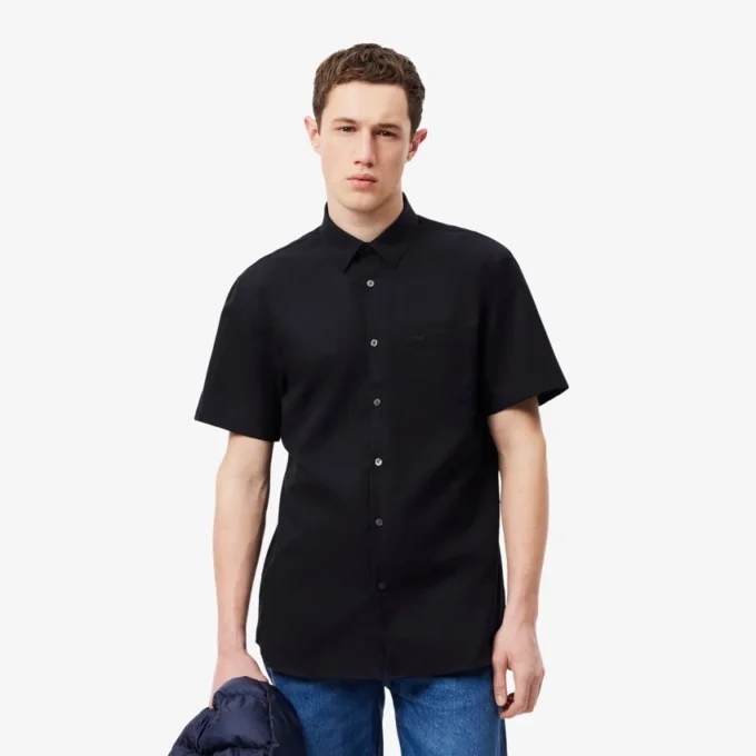 Chemise en coton à manches courtes pour homme, coupe classique