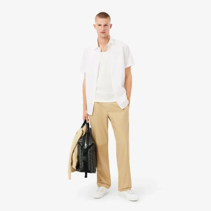 Chemise en coton à manches courtes pour homme, coupe classique