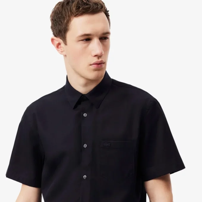 Chemise en coton à manches courtes pour homme, coupe classique