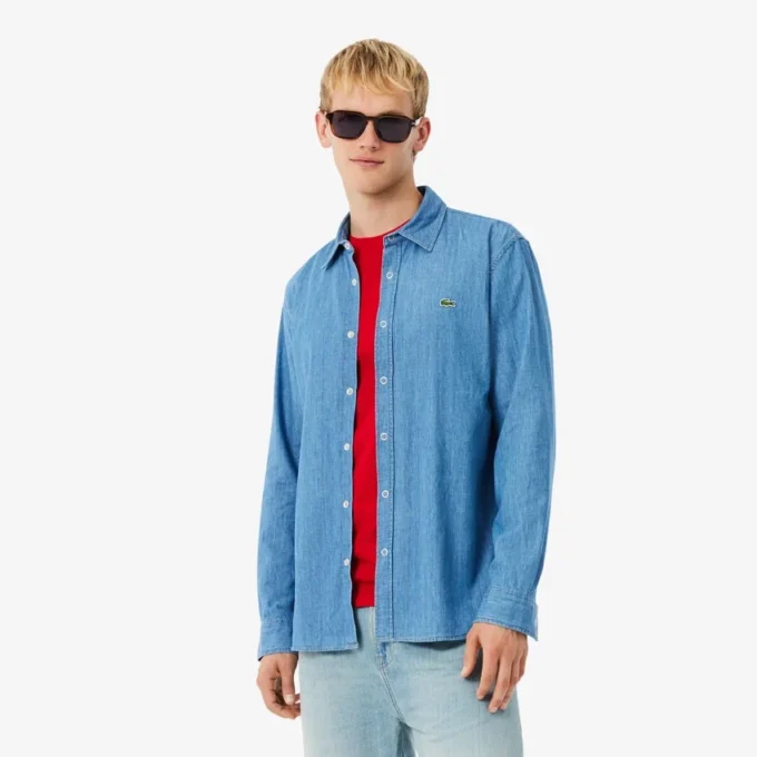 Chemise en denim léger coupe classique pour homme