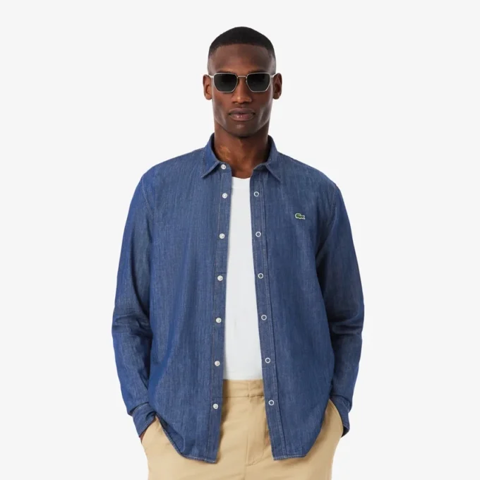 Chemise en denim léger coupe classique pour homme
