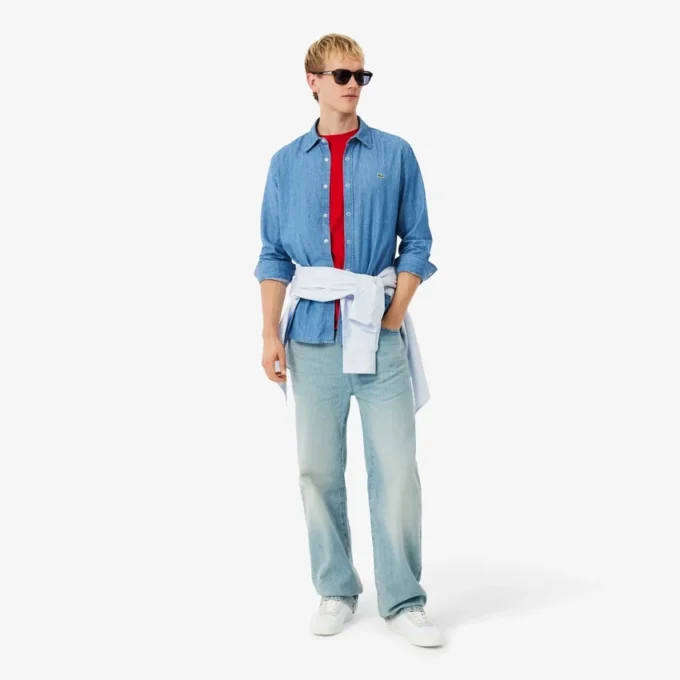 Chemise en denim léger coupe classique pour homme