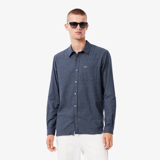 Chemise en flanelle à carreaux coupe classique pour homme