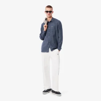 Chemise en flanelle à carreaux coupe classique pour homme