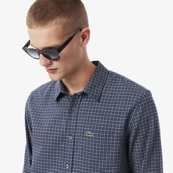 Chemise en flanelle à carreaux coupe classique pour homme