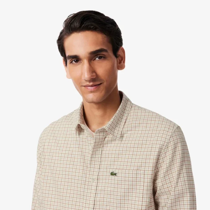 Chemise en flanelle à carreaux coupe classique pour homme