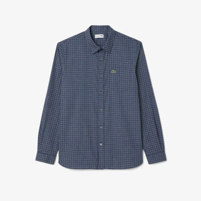 Chemise en flanelle à carreaux coupe classique pour homme