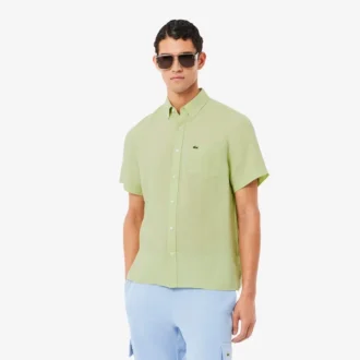 Chemise en lin à manches courtes pour homme
