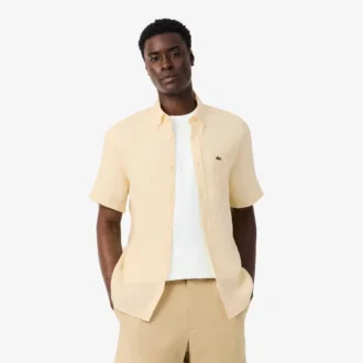 Chemise en lin à manches courtes pour homme