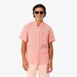 Chemise en lin à manches courtes pour homme