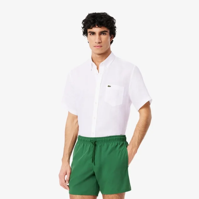 Chemise en lin à manches courtes pour homme