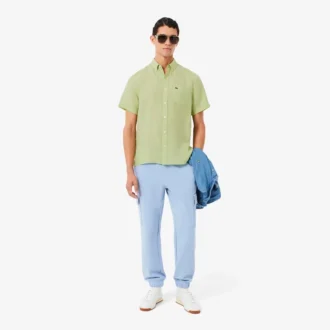 Chemise en lin à manches courtes pour homme