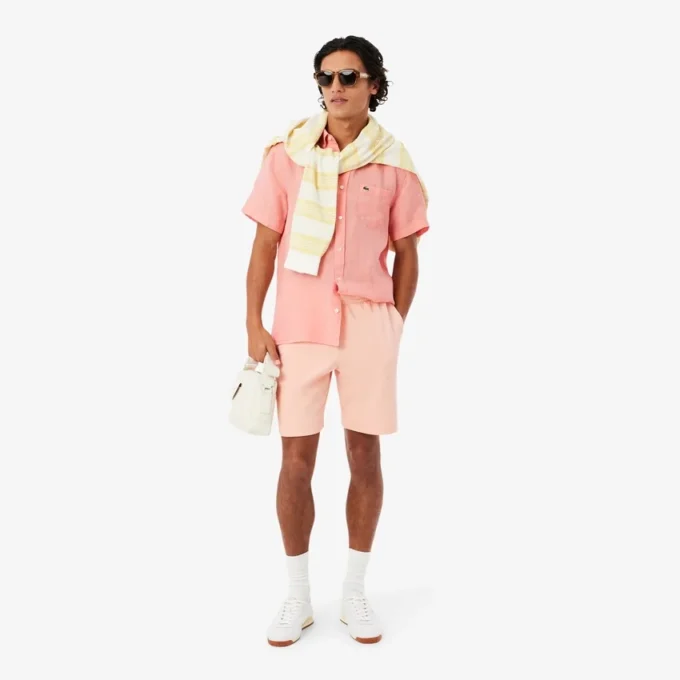 Chemise en lin à manches courtes pour homme