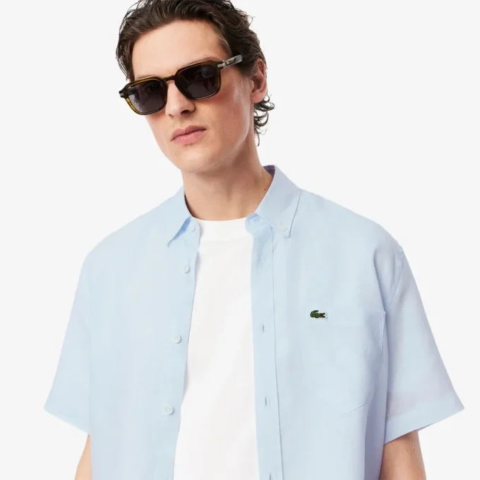 Chemise en lin à manches courtes pour homme