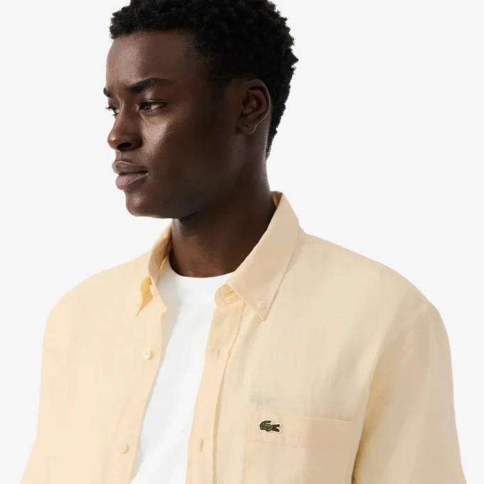Chemise en lin à manches courtes pour homme