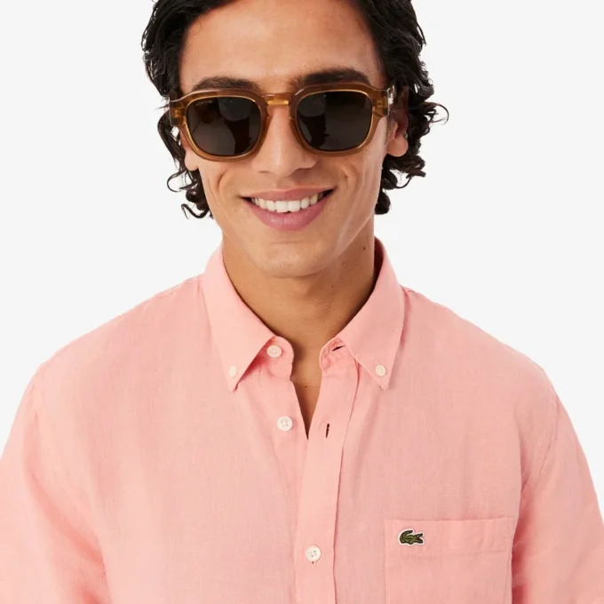 Chemise en lin à manches courtes pour homme