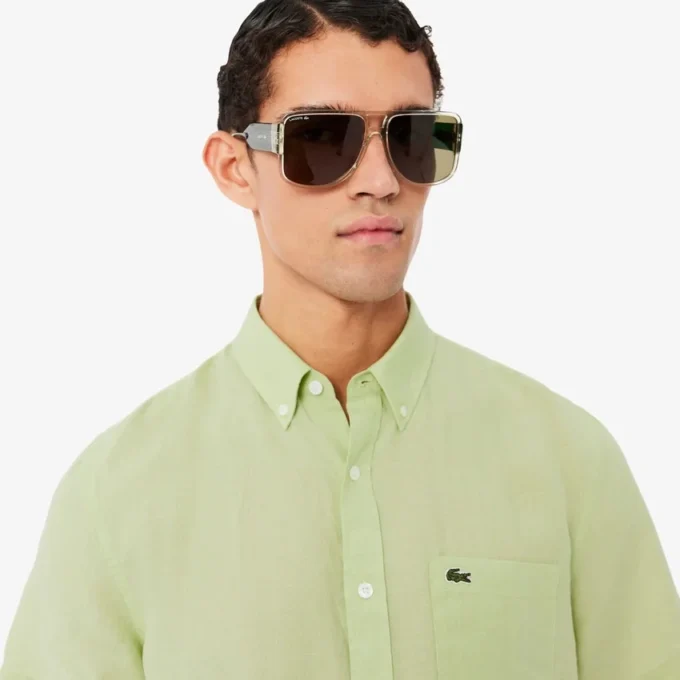 Chemise en lin à manches courtes pour homme