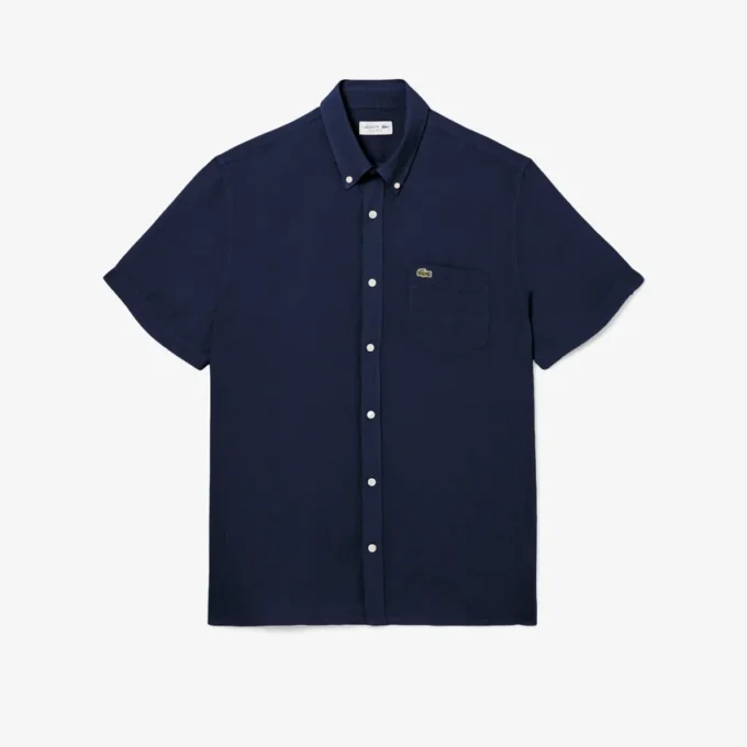 Chemise en lin à manches courtes pour homme