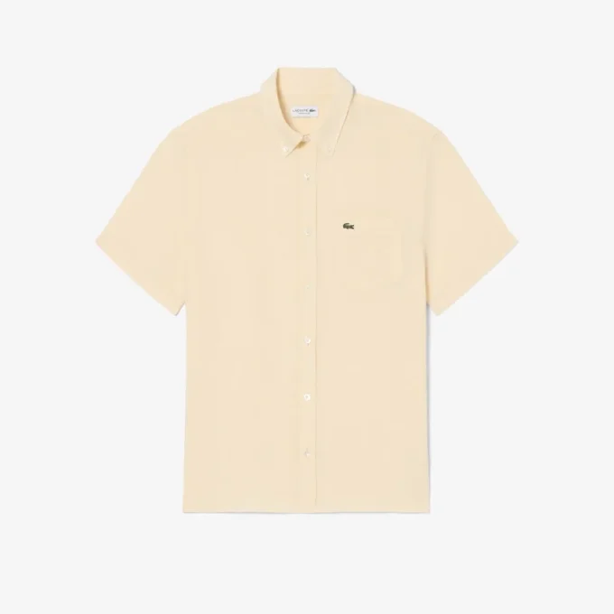 Chemise en lin à manches courtes pour homme