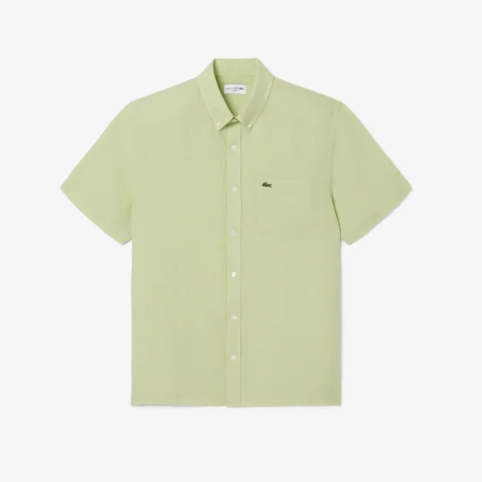 Chemise en lin à manches courtes pour homme