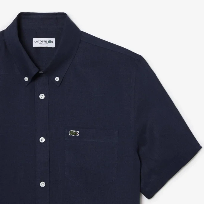 Chemise en lin à manches courtes pour homme