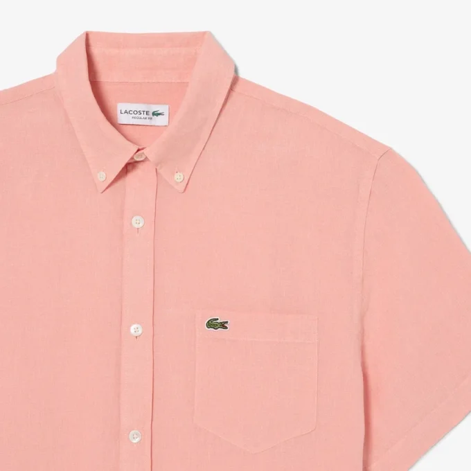 Chemise en lin à manches courtes pour homme