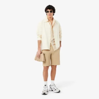Chemise en lin à manches courtes pour homme, coupe classique
