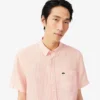 Chemise en lin à manches courtes pour homme, coupe classique