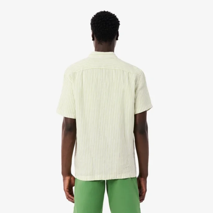 Chemise en lin à manches courtes pour homme, coupe classique