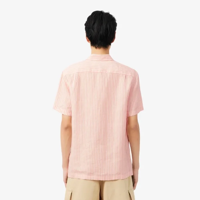 Chemise en lin à manches courtes pour homme, coupe classique