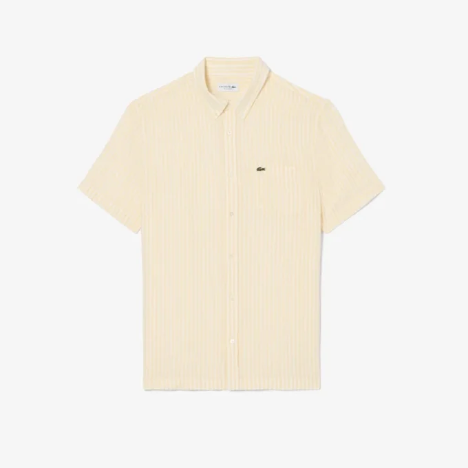 Chemise en lin à manches courtes pour homme, coupe classique Chemise en lin à manches courtes pour homme, coupe classique