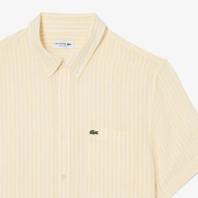 Chemise en lin à manches courtes pour homme, coupe classique Chemise en lin à manches courtes pour homme, coupe classique