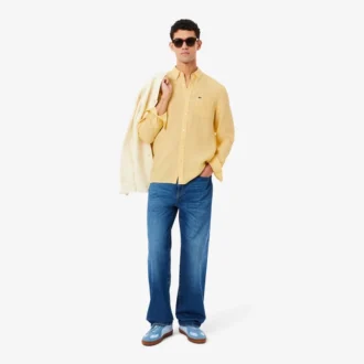 Chemise en lin pour homme, coupe classique