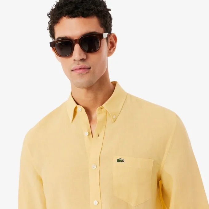Chemise en lin pour homme, coupe classique