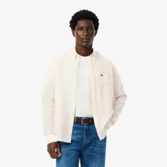 Chemise en lin rayée coupe classique pour homme