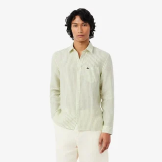 Chemise en lin rayée coupe classique pour homme