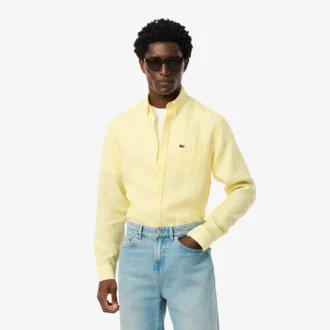 Chemise en lin rayée coupe classique pour homme