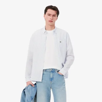 Chemise en lin rayée coupe classique pour homme