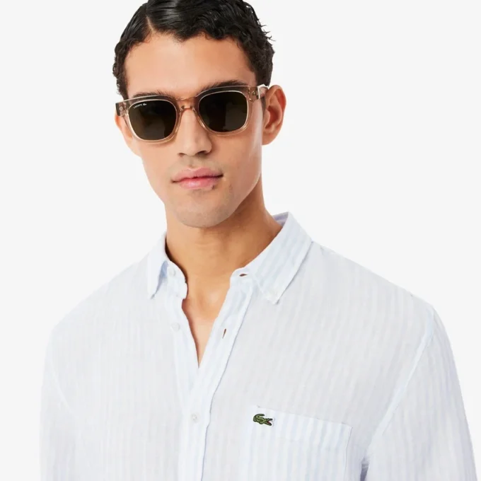 Chemise en lin rayée coupe classique pour homme Chemise en lin rayée coupe classique pour homme